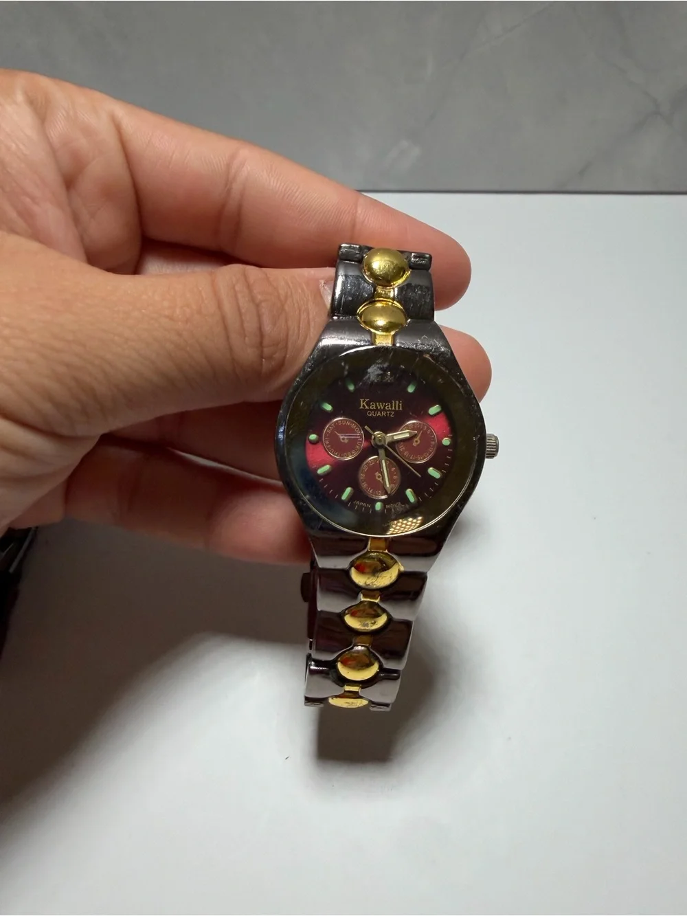 Kawalli his & hers multi-dial quartz watch metal braceelet gold tone links